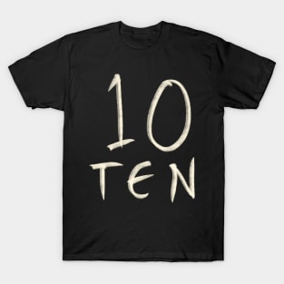 Hand Drawn Letter Number 10 Ten T-Shirt